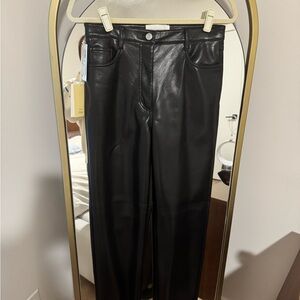 Wilfred Black Leather Straight Leg Pants